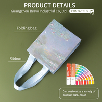 Luxuriöse Geschenktüte im Ölgemälde-Stil mit individuellem Seidenhenkel, umweltfreundliche beschichtete Papiertüte für Kosmetik/Geschenke