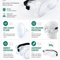 Nouvelles lunettes de sécurité anti-éclaboussures, anti-poussière et anti-buée avec sangle élastique réglable, lentille en PC résistante aux chocs pour utilisation en laboratoire