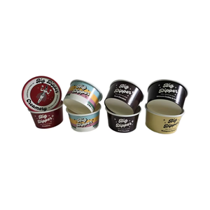 Customized Logo Printed Disposable Single Wall Waterproof Food Grade PE Coated Paper Cup Lid Biodegradable Ice Cream Frozen