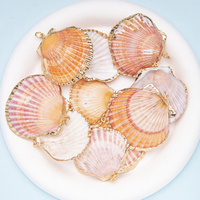 Pendentif Coquillage Naturel Plaqué Or, Coquille d'Abalone, Coquille Saint-Jacques Jaune, pour Bijoux DIY, Bracelet, Carillon Éolien, Collier pour Femmes et Hommes