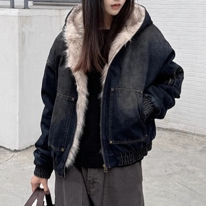 AIMEIS giacca <span class=keywords><strong>in</strong></span> Denim <span class=keywords><strong>con</strong></span> fodera paffuta retrò <span class=keywords><strong>con</strong></span> cappuccio <span class=keywords><strong>cappotto</strong></span> invernale Casual da <span class=keywords><strong>donna</strong></span> - Product Image 1
