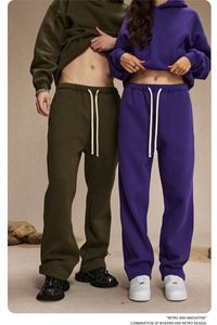 2026 Fall <strong>Winter</strong> Spring New Arrival 350g Thick Straight-Leg Fleece-<strong>Lined</strong> Solid-Color <strong>Pants</strong> Men's Loose-Fit Sports Casual Trouser - Product Image 2