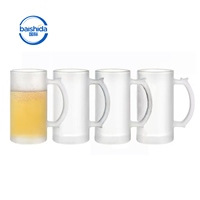Mug en verre transparent givré de 16 oz, moderne, pour impression par sublimation, transfert thermique, teinture, pour bière et vin, en stock