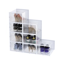 Grande boîte de rangement à chaussures pliable en plastique transparent à double cadre, anti-poussière, étanche, en PP, design minimaliste et moderne pour