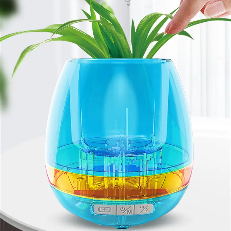 Wireless Intelligent Music Flowerpot, Usb Rechargeable Mini Smart Portable Flower Pot//
