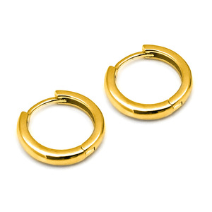 Piccoli orecchini a cerchio in rame placcato oro Micro per donne impilatori geometrici per serate e feste - Product Image 1