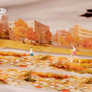 1 rollo de cinta adhesiva con diseño de paisaje otoñal de la serie Maple-Lined Path: diseños con temática de paisajes - Product Image 4