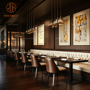Set di Sedute Eleganti Commerciali Ron Group con Tavolo Quadrato Personalizzato e Sedie Imbottite in Pelle per Ristoranti - Product Image 2