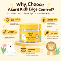 Akaril 50g – Fixateur de bordures pour enfants – Tenue longue durée – Lisse les frisottis et les mèches rebelles – Non gras – Formule légère et douce – Soin quotidien
