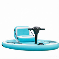 Planche de SUP gonflable électrique en PVC avec siège confortable, plateforme flottante portable pour la pêche, le lac, la rivière, les loisirs aquatiques en plein air