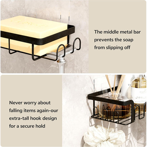 Juego de 5 Accesorios de Baño Autoadhesivos Negros, Soporte para Champú, Organizador de Esquina para Ducha, Estante para Baño - Product Image 6