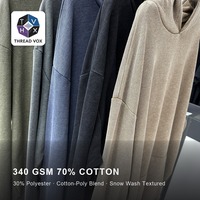 T-shirt uni à manches longues en tricot gaufré 340GSM personnalisable, streetwear unisexe, par THREAD VOX