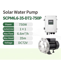 Pompe à eau solaire MPPT haute efficacité DC 48V/72V, pompe de surface automatique pour l'irrigation des terres agricoles