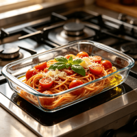 Plat de cuisson rectangulaire en verre borosilicate, durable, multi-usages, pour le stockage des aliments et la préparation des repas, idéal pour la cuisine et le réfrigérateur