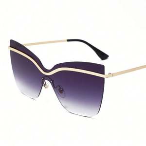 Gafas de Sol de Moda de Lujo 2020 con Marco Metálico de Una Pieza, Lentes Degradadas, Protección UV400, Estilo Ojo de Gato, Tamaño Grande para Mujer - Product Image 5