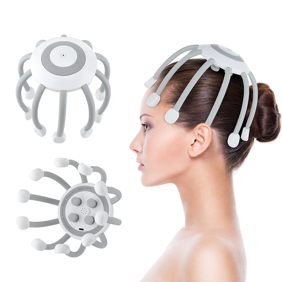Upgraded Scalp Octopus Head Massager Smart Hand-free TMS 3D Easy Control Portable Relief Tool With Music