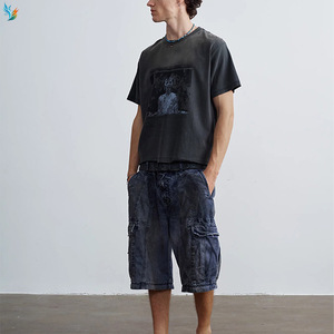 <span class=keywords><strong>T</strong></span>-<span class=keywords><strong>Shirt</strong></span> personalizzate con ricamo in difficoltà con lavaggio grafico acido da uomo in cotone 100% sbiadito di lusso lavato con taglio corto <span class=keywords><strong>T</strong></span>-<span class=keywords><strong>Shirt</strong></span> da uomo - Product Image 4