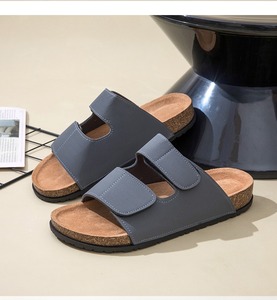 Sandales plates en liège à double velcro populaires en Europe pour hommes, avec sangle réglable, décontractées, pour la plage et la marche en extérieur - Product Image 2