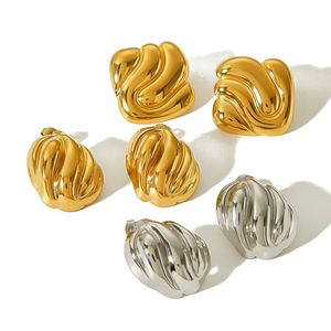 Pendientes geométricos de acero inoxidable estilo europeo americano, color oro y plata, joyería de moda para mujer - Product Image 5