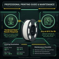 Filament PLA phosphorescent 1,75 mm pour impression 3D, précision +/-0,02 mm, 220°C/190°C, 250g, échantillons d'impression testés