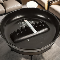 Cendrier de bureau rond classique en verre et mélamine, 6,75 x 6,75 x 1,25 pouces, noir