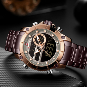 Orologio NAVIFORCE 9163 da Uomo, Analogico Digitale LED con Doppio Fuso Orario, Orologio di Alta Qualità dei Produttori - Product Image 1