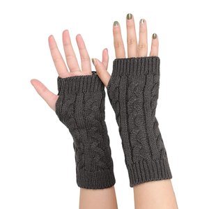 Mitaines sans doigts pour femmes, gants d'hiver chauds en tricot, chauffe-bras doux au crochet, mitaines avec trou pour le pouce - Product Image 6