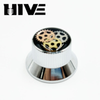 HVE Venta al por mayor de fábrica Perilla de volumen metálica de 6 mm tipo engranaje de 3 colores para guitarra eléctrica y bajo, con orificio y llave