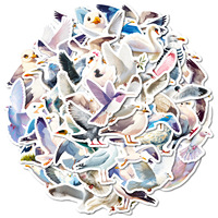 56 autocollants en vinyle imperméables à l'eau, motif mouette de dessin animé, oiseaux volants, oiseaux blancs d'océan, style graffiti, pour décoration sur le thème des animaux