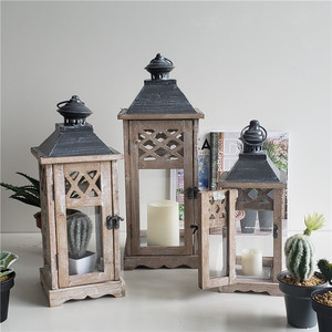 Juego de 3 de madera de alta al aire libre linterna de la vela de boda jardín de madera linterna para la decoración de la <span class=keywords><strong>casa</strong></span> - Product Image 1