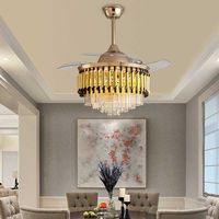 Ventilateur de plafond LED à fréquence variable de luxe Crystal Light pour la maison, le salon et la salle à manger