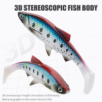 Leurre souple de pêche 38g, grand format, type Swimbait, avec queue en T et yeux 3D, pour la pêche en bateau du saumon et du bar