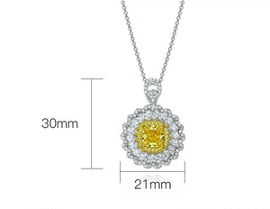 Pendentif en Zircon Cubique Synthétique Jaune 7x7mm Plaqué Or et Argent, Bijou Fantaisie Effet Glacé - Product Image 2