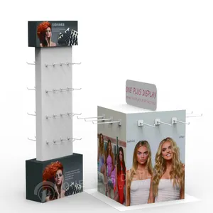 Présentoir pliable en carton écologique personnalisé pour extensions capillaires, support mural en papier pour produits <span class=keywords><strong>de</strong></span> coiffure <span class=keywords><strong>de</strong></span> salon avec crochets - Product Image 2