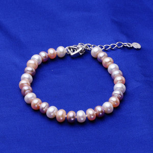 Di modo reale naturale di acqua dolce bianco <span class=keywords><strong>rosa</strong></span> viola e <span class=keywords><strong>perle</strong></span> a più fatti a mano braccialetto di fascino del cuore fibbia delle donne - Product Image 5