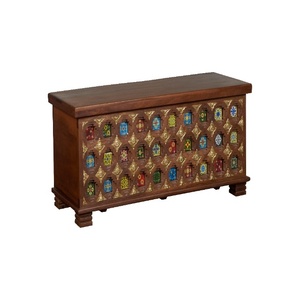 Handcrafted Wooden Sideboard <b>Cabinet</b> with Multicolor Glass Mosaic | Vintage <b>Storage</b> Console | Decorative Living <b>Room</b> Furniture - Product Image 3