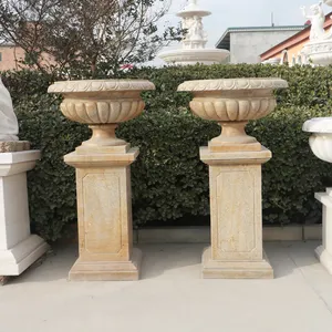 Hochglanz polierter Marmor-Blumentopf-Stein pflanzer für Garten dekoration