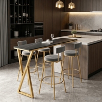 Ensemble table et chaises longues de style européen pour mur, idéal pour salons de thé, comptoirs de bar, design minimaliste et moderne, luxe léger