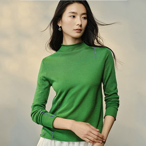 Pull en cachemire fin pour <span class=keywords><strong>femme</strong></span>, personnalisé en usine, couleur unie, <span class=keywords><strong>col</strong></span> roulé, tricoté, en <span class=keywords><strong>laine</strong></span>, pour le printemps et l'automne - Product Image 2