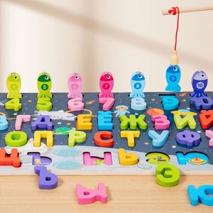 Nuevo Diseño de Juego Educativo 3 en 1 Montessori para el Aprendizaje Temprano, Juego de Contar Números, Pesca, Tablero de Madera, Alfabeto Ruso - Product Image 4