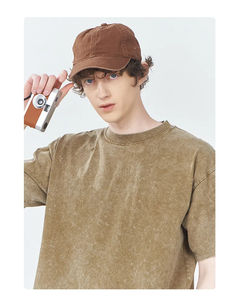 Wholesale T Shirt Customized <b>Washed</b> 100% Cotton Blank T-Shirt Boxy Fit Men's Shirts Crewneck <b>Gym</b> T Shirt - Product Image 2