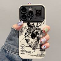 Mode étui de protection antichoc conception populaire Graffiti coeur anglais étui de téléphone pour iPhone 16 15 17 Pro Max 14 13 12 11 XS