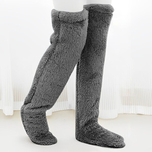 Soild Color Man Woman Warm <strong>Leg</strong> Warm Plush Long Tube Exposed Fuzzy <strong>Leg</strong> <strong>Warmer</strong> Stocking Sleeping Socks - Product Image 2