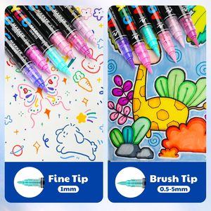 Marcadores de Pintura Acrílica Guangna de 168 Colores, <span class=keywords><strong>Punta</strong></span> Doble, Pincel y <span class=keywords><strong>Punta</strong></span> <span class=keywords><strong>Fina</strong></span>, <span class=keywords><strong>Tinta</strong></span> Líquida Directa para Roca, Madera, Lienzo, Vidrio, Cerámica - Product Image 4
