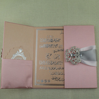 Carte d'invitation de mariage de luxe rose à couverture rigide, boîte cadeau pour Noël et la fête des mères