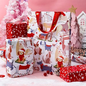 Christmas Dogs Gift Wrapping Paper Double-Sided Art Paper <b>Roll</b> Recyclable for Holiday Packaging - Product Image 2