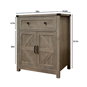 Light Gray Washed Wood Farmhouse Storage <b>Cabinet</b> With Drawer Coffee Bar Buffet <b>Sideboard</b> For <b>Kitchen</b> Living Room - Product Image 4