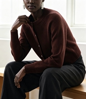 Cardigan court en tricot minimaliste pour femme, col rond, manches raglan, boutonné, doux et chaud, en maille côtelée, idéal pour l'automne et l'hiver