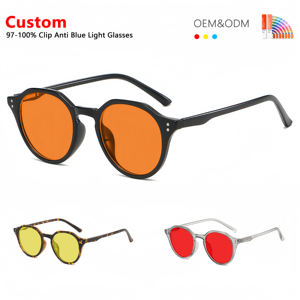 Montures optiques unisexes anti-lumière bleue à monture complète avec motif géométrique orange, design de mode personnalisé avec logo, classiques en gros - Product Image 1