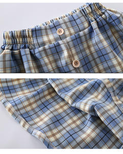 Conjunto de Ropa Infantil para Niña, Camiseta de Manga Corta con Estampado Azul y Falda Pantalón a Cuadros, Superventas en Dropshipping - Product Image 6